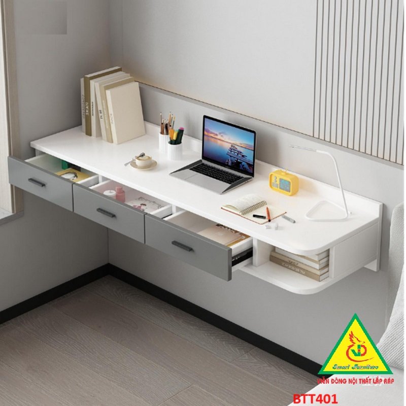 Bàn làm việc, bàn trang điểm treo tường bằng gỗ  BTT401 - Nội thất lắp ráp Viendong Adv