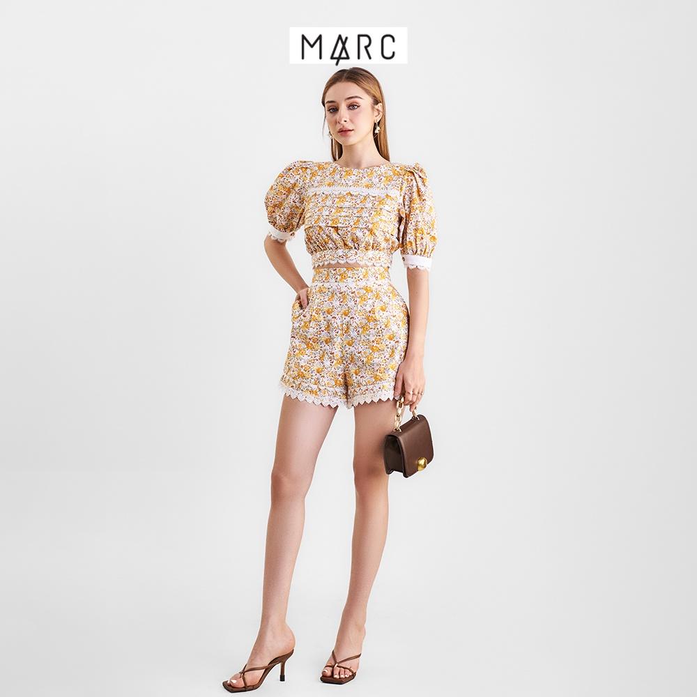 Áo kiểu nữ MARC FASHION cotton họa tiết viền ren cutout lưng FAVH0314