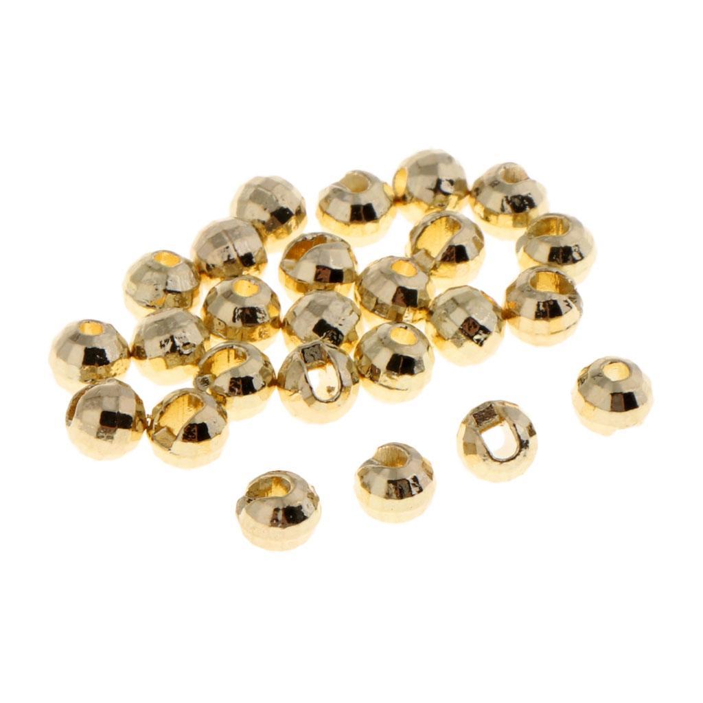 25pcs Tungsten Fly Tying Slotted Diamond Faceted Beads 3mm Gold