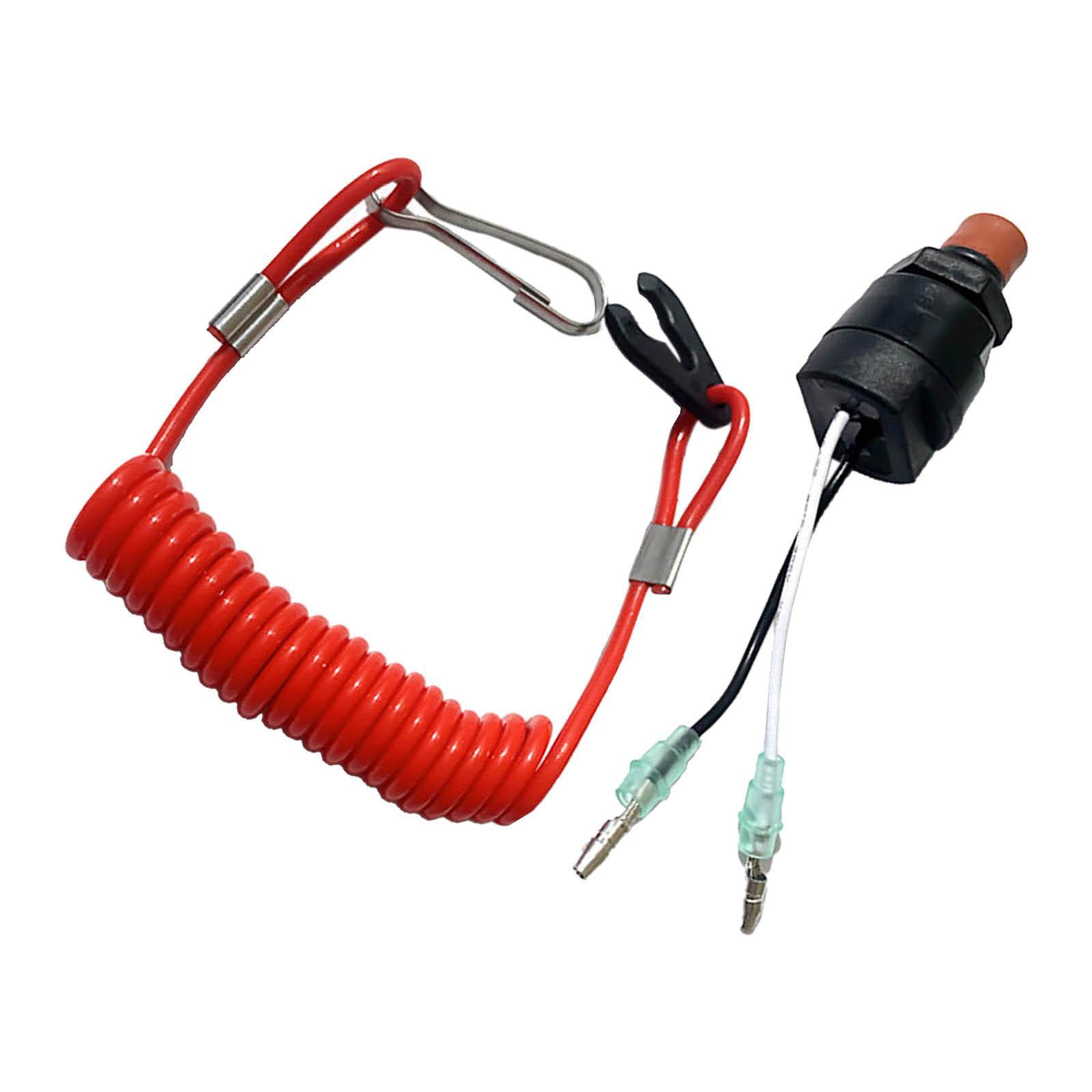 Outboard Motor Kill Switch W/ Safety Tether Lanyard Fit for  Red