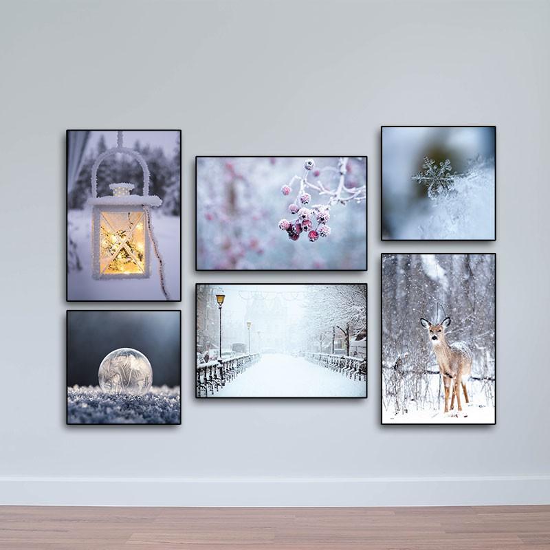 Bộ 6 tranh treo quán cà phê chủ đề mùa đông W1036