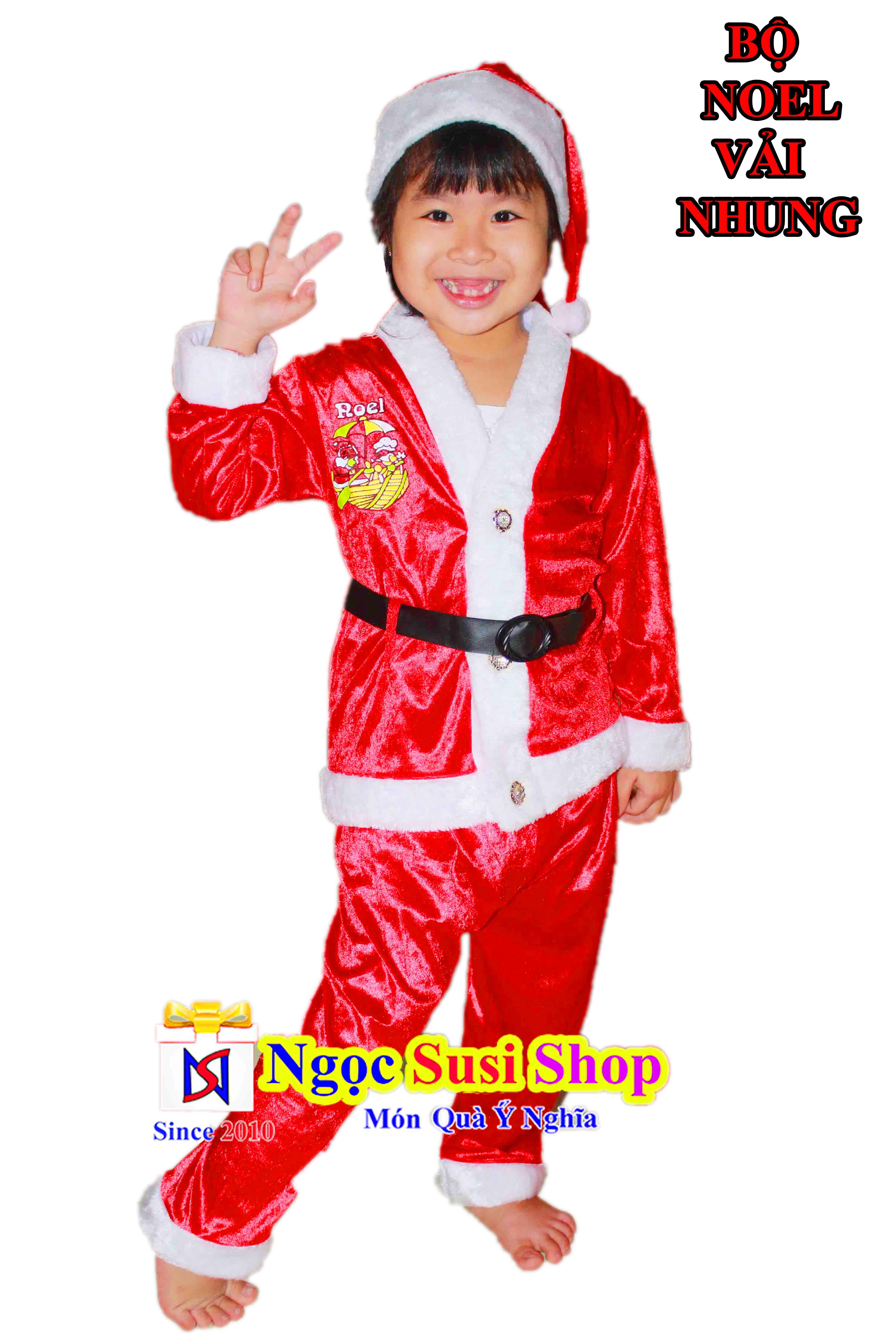 BỘ ĐỒ NOEL CHO BÉ CHẤT VẢI NHUNG DÙNG ĐI CHƠI LỄ SỰ KIỆN CHỤP ẢNH - QUẦN ÁO ÔNG GIÀ NOEL CHO BÉ