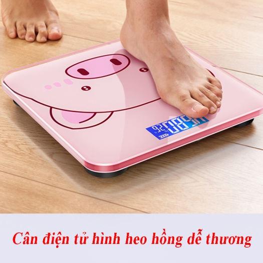 Cân Điện Tử Sức Khỏe Hình Chú Heo Xinh Xắn Dành Cho Gia Đình - Tiện Lợi - Chính Xác ( tặng thước dây và pin)