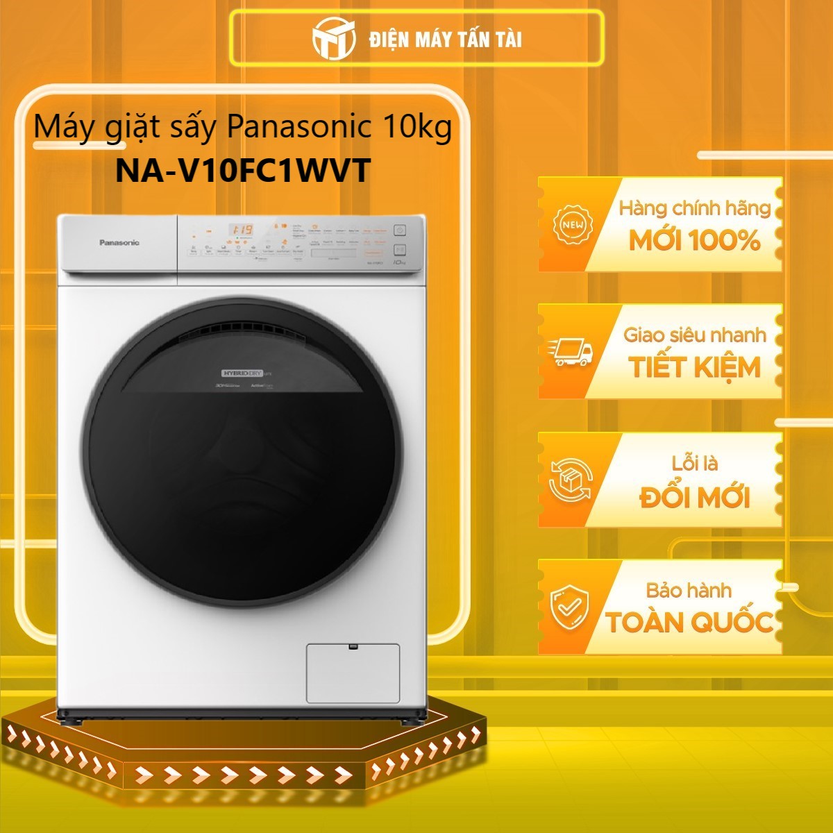 Máy giặt sấy Panasonic 10 KG NA-V10FC1WVT - Hàng chính hãng - Chỉ giao HCM