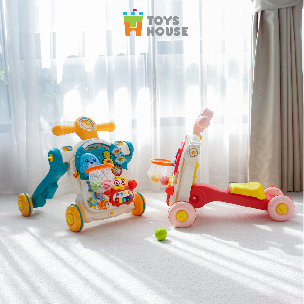 Xe tập đi đa năng 4 trong 1: xe tập đi, bàn nhạc, chòi chân, trượt scooter Toyshouse HE0826