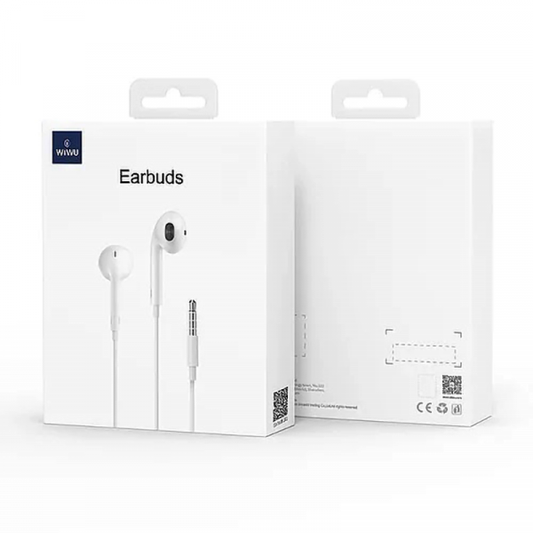 Tai nghe WiWU Earbuds Jack 3.5 HF Sound, Màu Trắng - Hàng Chính Hãng