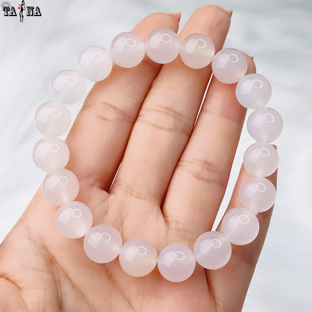 Vòng tay đá mã não trắng 10mm hợp mệnh Thủy, Kim