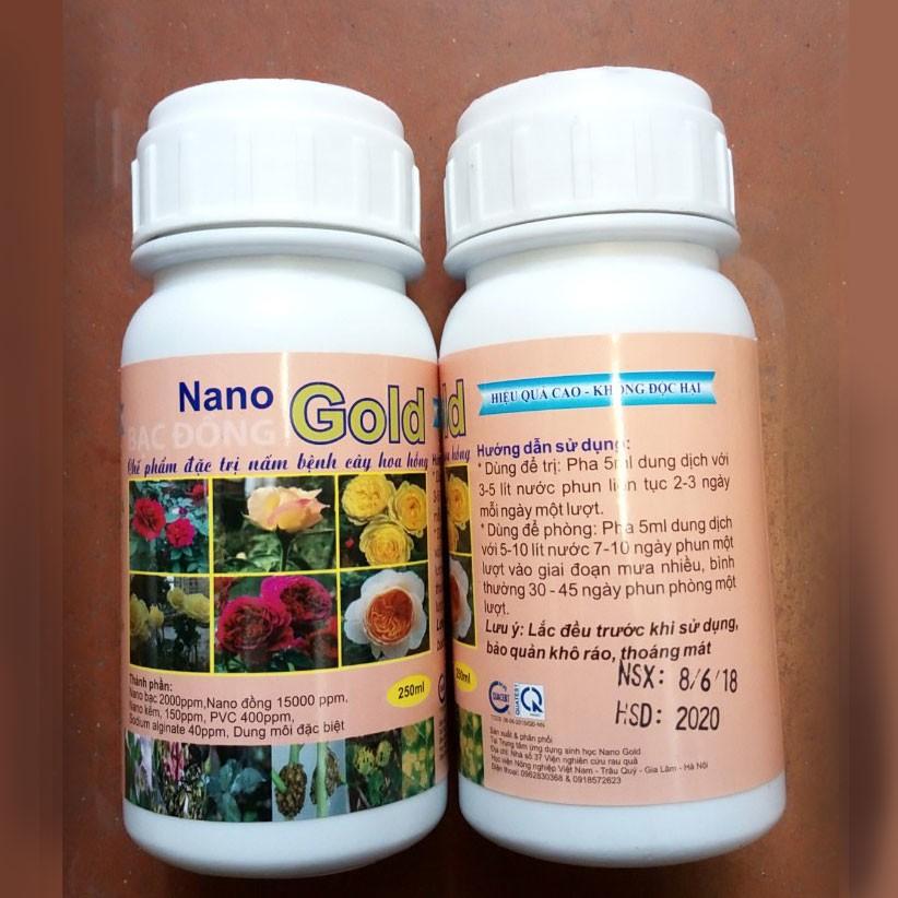 Chế phẩm Nano gold Bạc Đồng đặc trị nấm bệnh cho cây hoa hồng 250ml