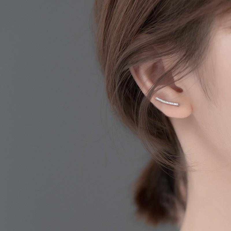 Khuyên tai bạc Ý s925 thanh ngang đơn giản G2675 - AROCH Jewelry