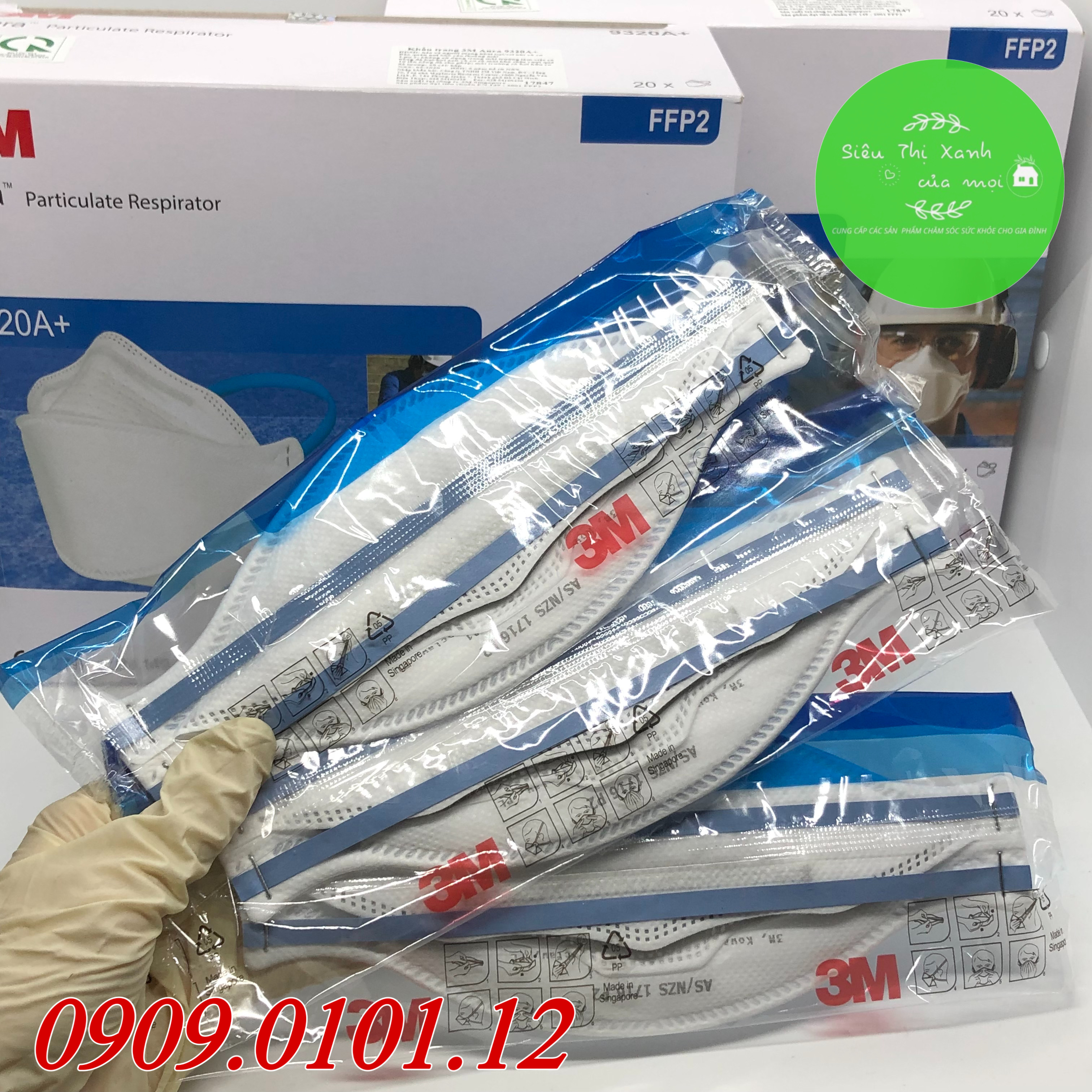 Khẩu trang 3m 9320a+ chính hãng đạt chuẩn AS/NZS FFP2, khẩu trang n95 cao cấp có đệm mũi tiệt trùng đóng bịch kín riêng từng cái