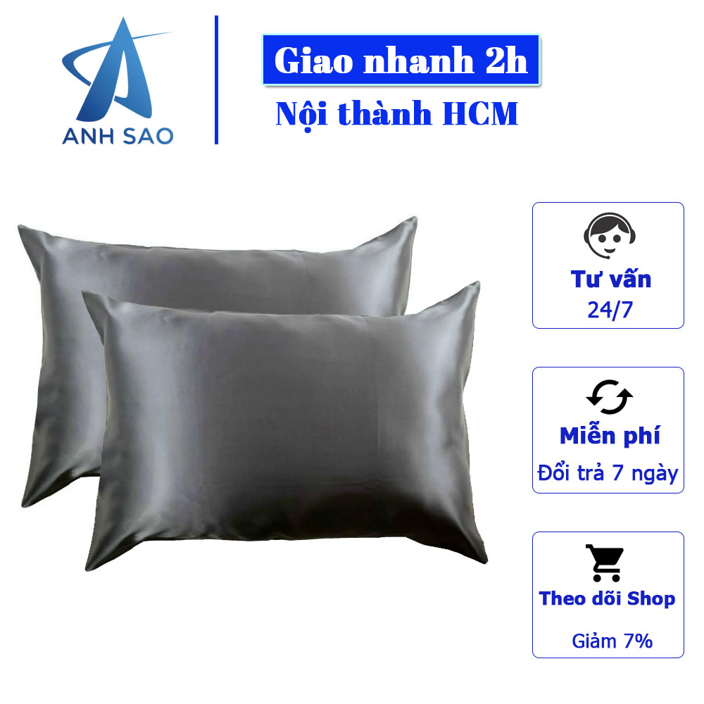 Cặp Vỏ Gối Lụa Cao cấp A – 50x70cm hoặc 60x80cm – mềm mịn mát lạnh – Xám – 60x80cm Cặp Vỏ Gối Lụa Cao cấp A – 50x70cm hoặc 60x80cm – mềm mịn mát lạnh – Xám – 60x80cm