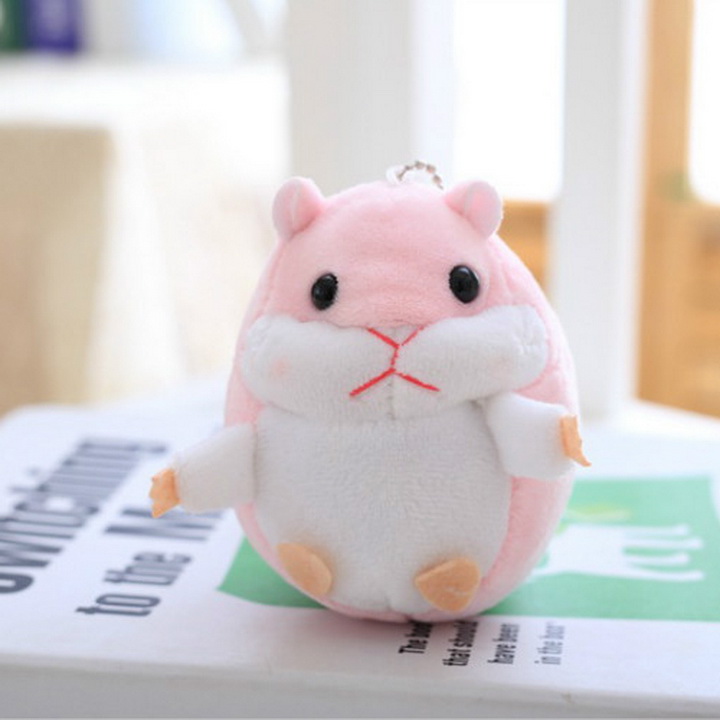 Móc khóa gấu bông Hamster 9cm màu hồng