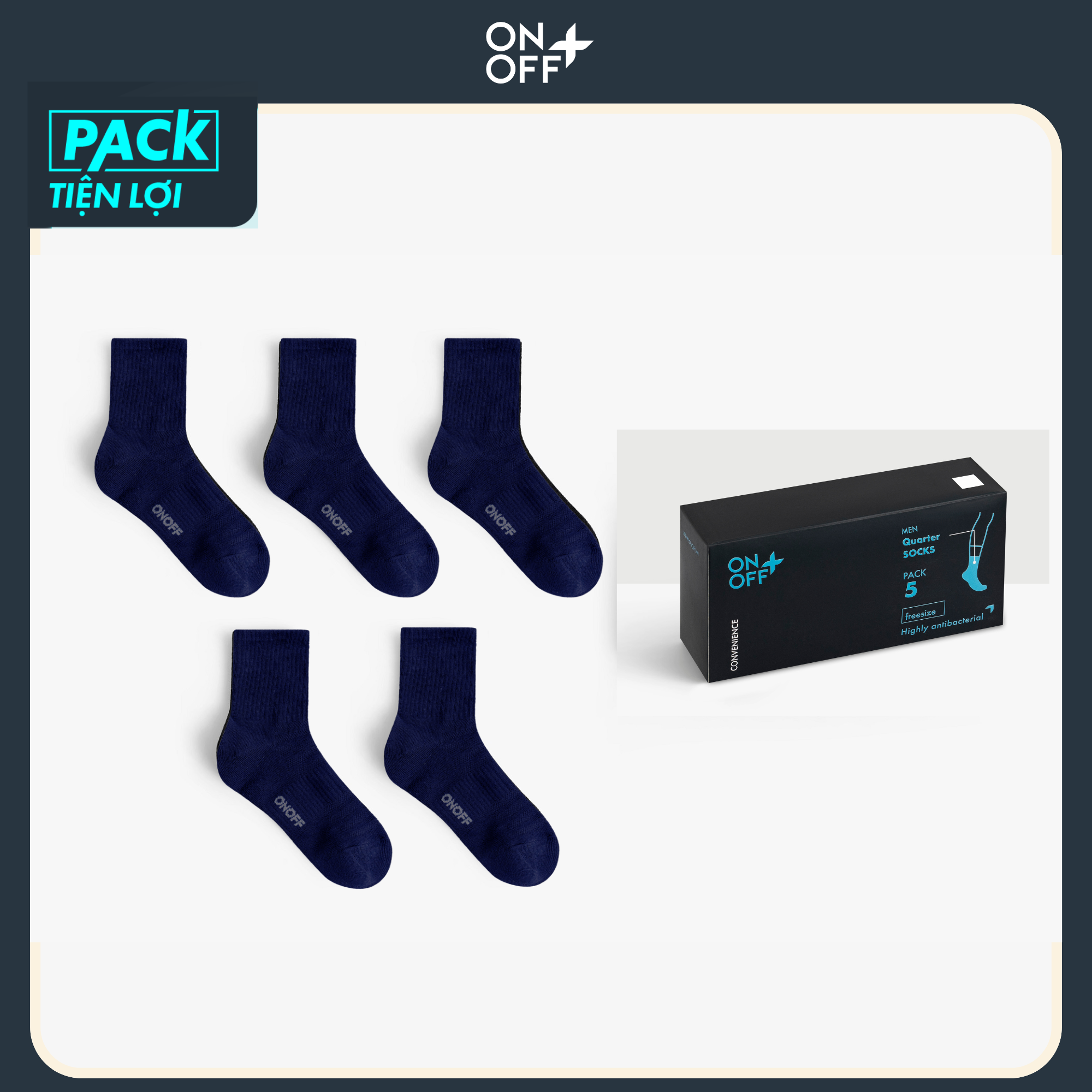 [Combo 10] Hộp pack tất nam cotton cổ trung ONOFF thoáng khí kháng khuẩn khử mùi 18AQ24A212-18AQ24A222