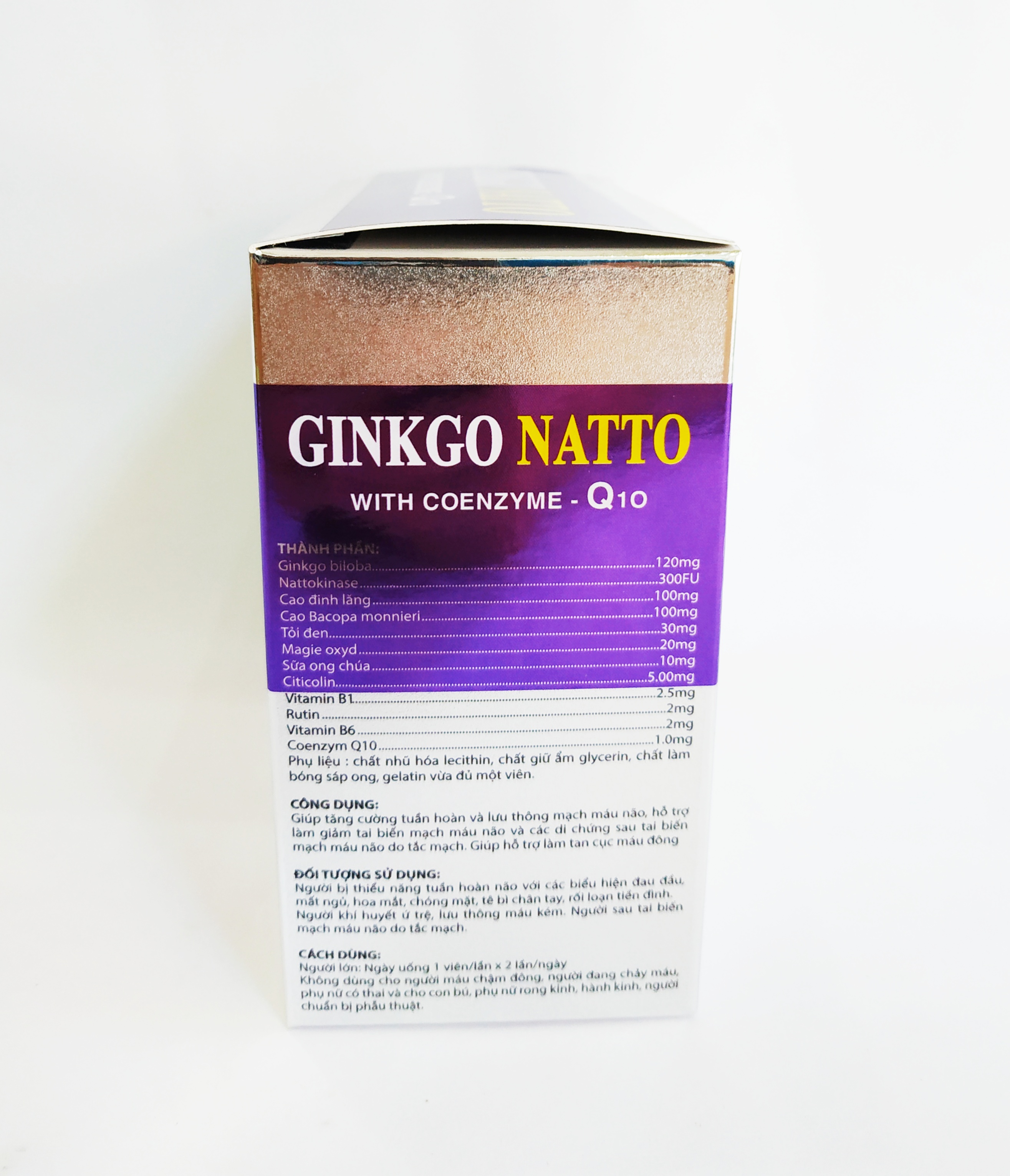 Hoạt Huyết Dưỡng Não Ginkgo Natto With Coenzym Q10 - Giúp Bổ Sung Dưỡng Chất Cho Não - Tăng Cường Tuần Hoàn Máu Não - Ngăn Ngừa Tai Biến Mạch Máu Não – Hộp 100 Viên