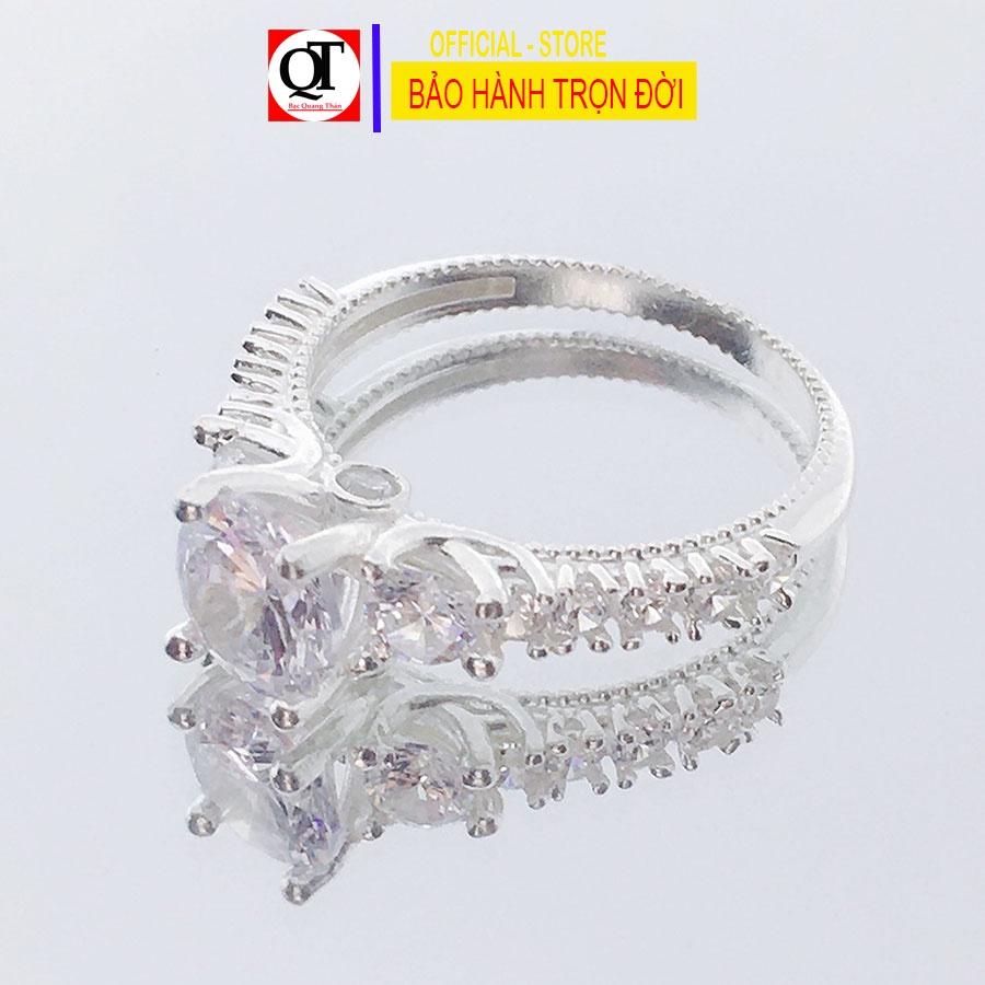 Nhẫn nữ thời trang chất liệu bạc ta đính đá cobic trắng sáng trang sức Bạc Quang Thản – QTNU79