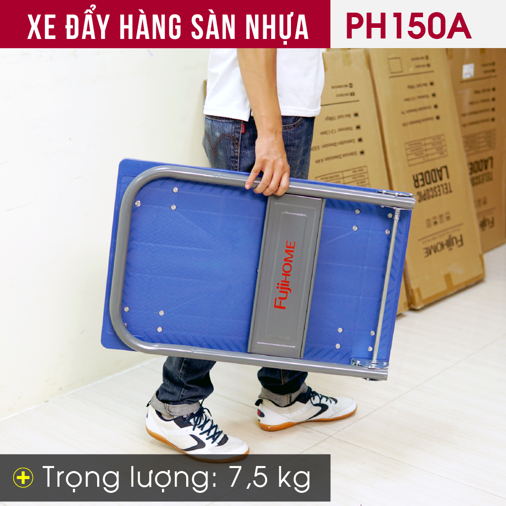 Xe đẩy hàng sàn nhựa FUJIHOME PH150A tải trọng 100kg, Xe đẩy tay gấp gọn, Công nghệ Nhật Bản