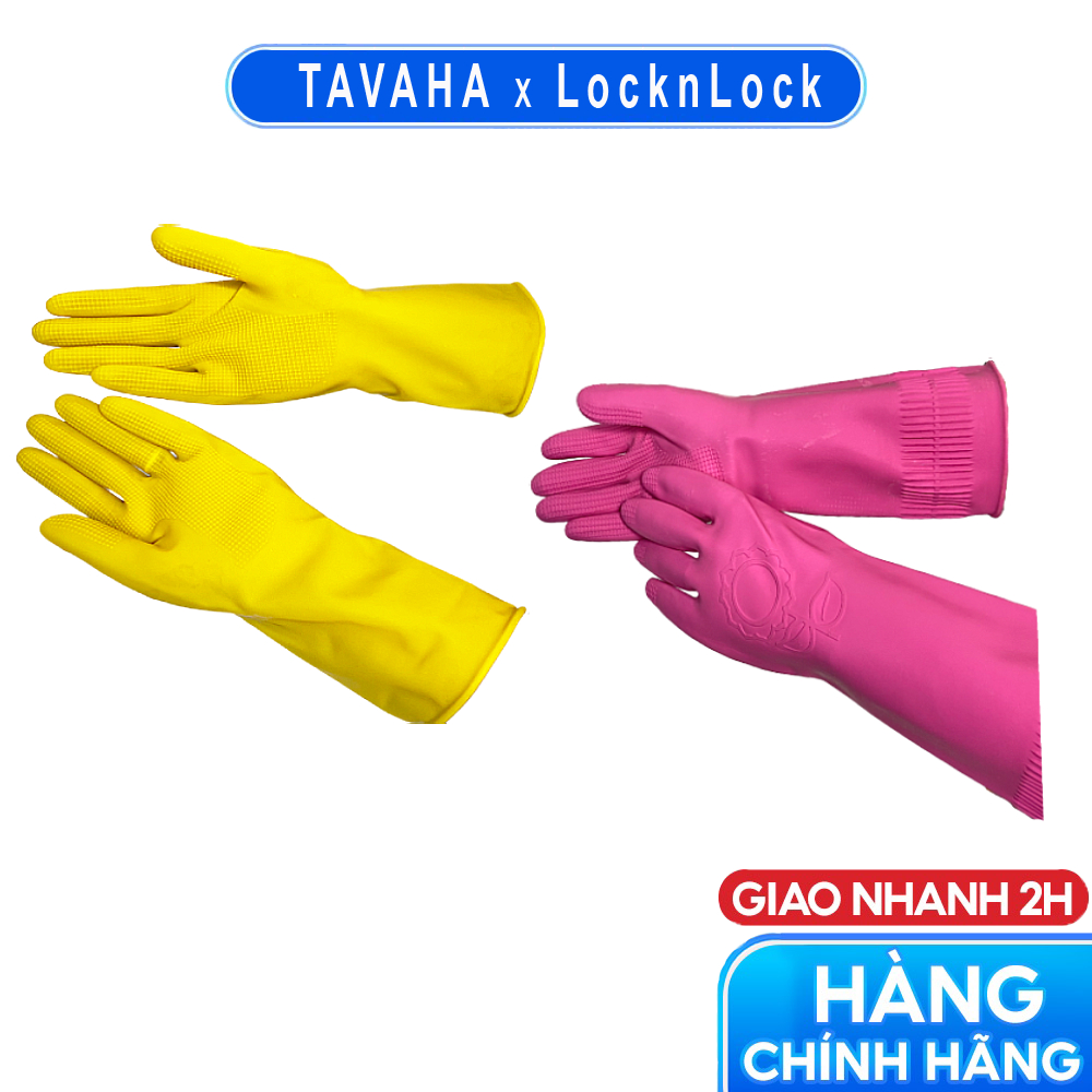 Găng Tay Cao Su Tự Nhiên Lock&Lock Size L 39cm- ETM801P-Hồng
