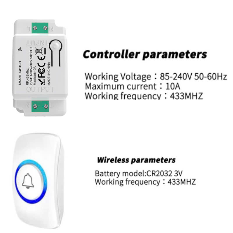 Công Tắc Không Dây Nút Bấm Cầm Tay Dán Tường Tiện Lợi 433mhz Bảo Hành 1 Năm