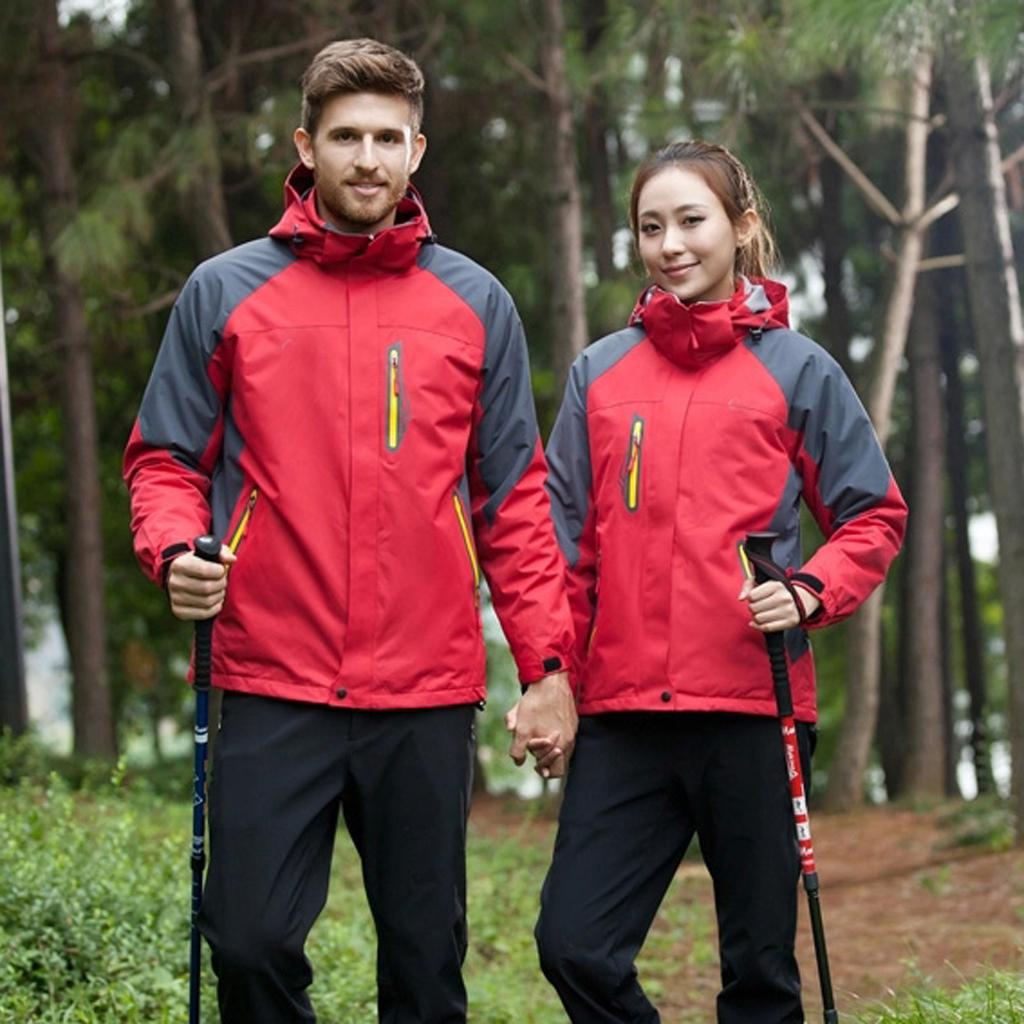Men's 2 in 1 Sports Ski Winter Jacket with Removable Fleece Liner Jacket & Hooded Waterproof Soft Shell for Hiking Trekking
