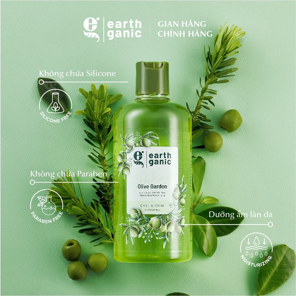 Sữa tắm Earthganic Chill &amp; Calm Hương Ô Liu 500ml