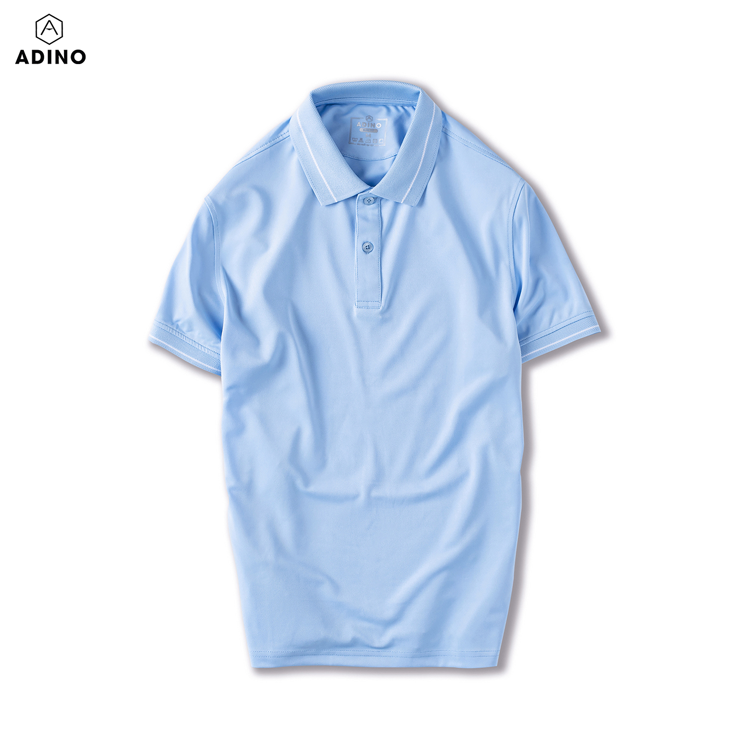 Áo polo nam màu xanh biển phối viền ADINO vải polyester cotton mềm mịn dáng slimfit công sở trẻ trung AP95