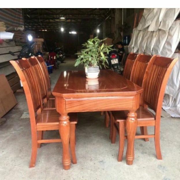 Bộ Bàn Ăn 80 x 1m6 Bàn Hộp, Ghế 9 Nan Gỗ X.O.A.N Đ.À.O ( Cao Cấp)