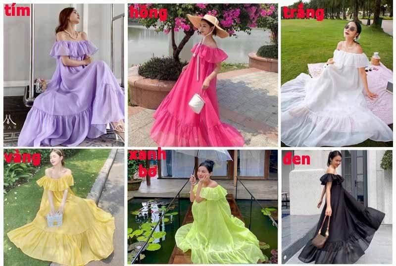 Đầm maxi voan bèo 2 lớp