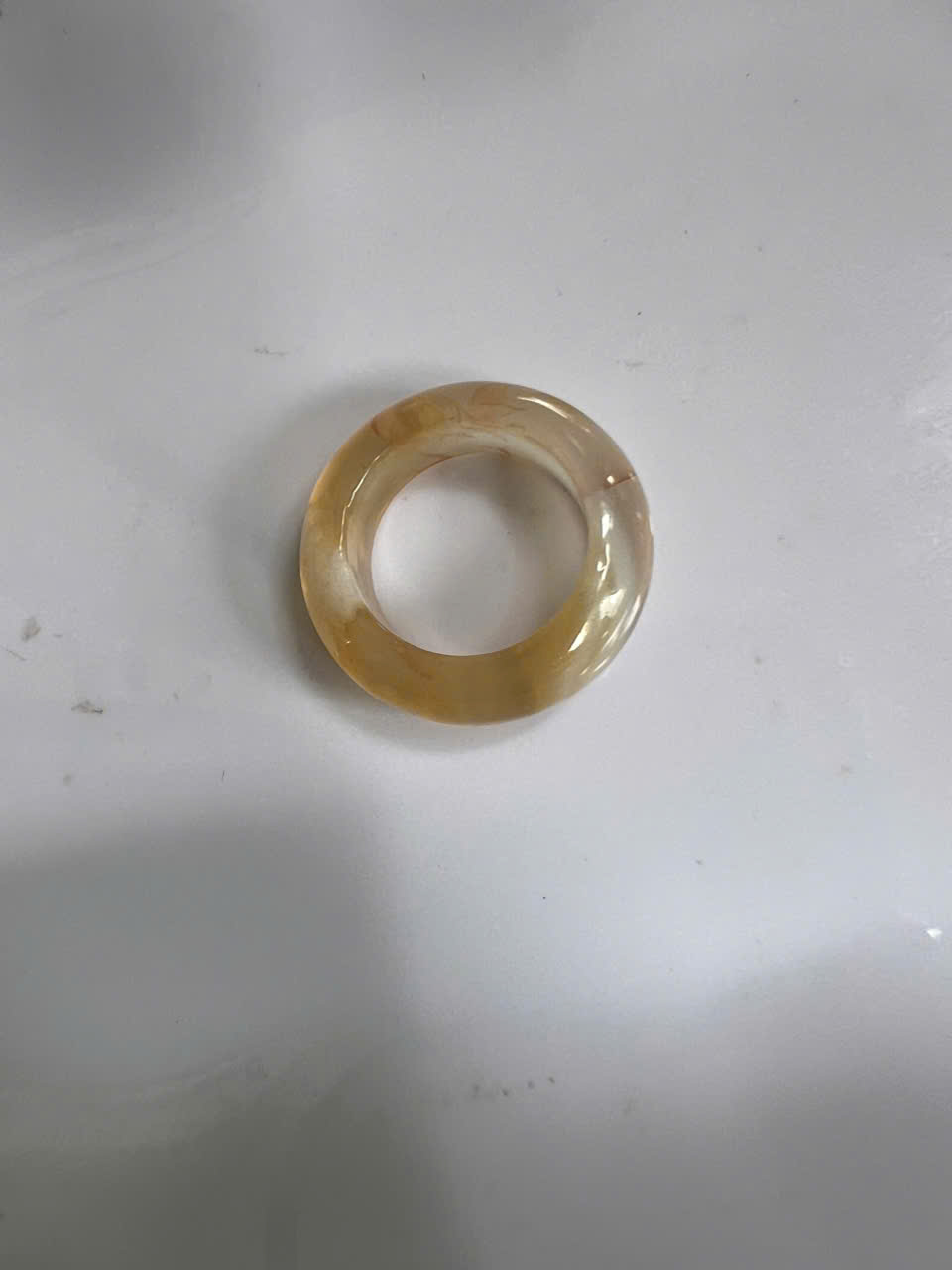 Nhẫn Nữ mới Đá Mã Não Bông Bông Vàng Tươi Trắng Bóng Đẹp Ni 16mm Cao 7mm Dầy 4mm Chị em Nữ mệnh Kim mệnh Thủy mệnh Thổ đeo lên tay xinh xắn may mắn ạ
