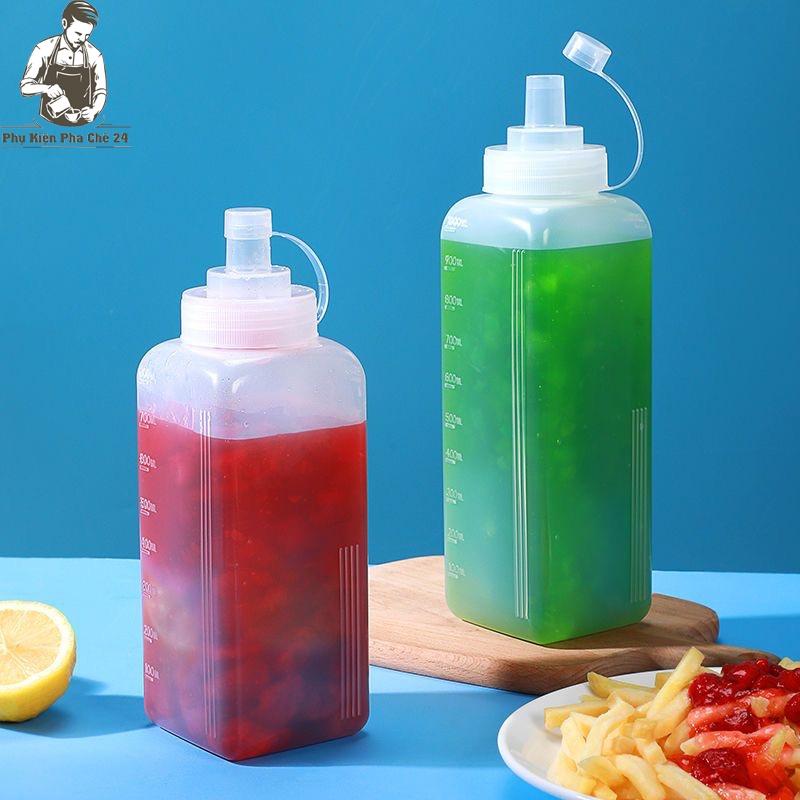 Chai Nhựa Đựng Sốt/Mứt Có Nắp. Dung tích 600ml/800ml/1000ml - Dụng Cụ Pha Chế Tiện Ích