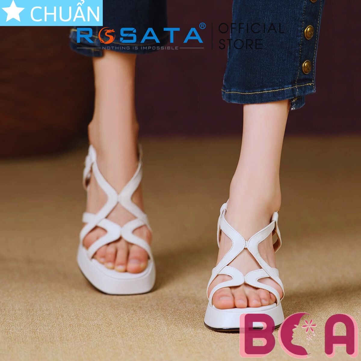Sandal nữ cao gót 8 phân RO647 ROSATA tại BCASHOP thiết kế trẻ trung và năng động, lại rất thời trang và sang trọng