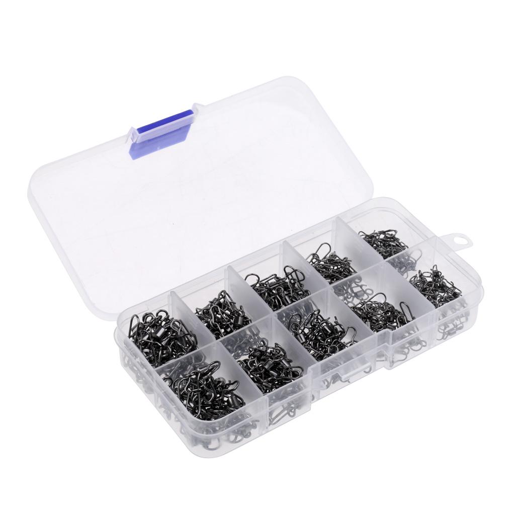 210Pcs Rolling Swivels Ring Fastlocks Fishing Pin Snap Connector Accessories