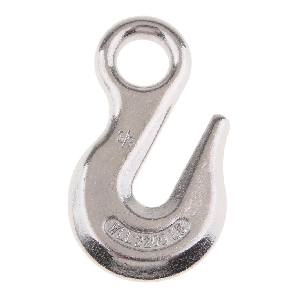 3/8" Eye Hoist Lifting Hook for Wire Rope Winch Cable Stainless Steel