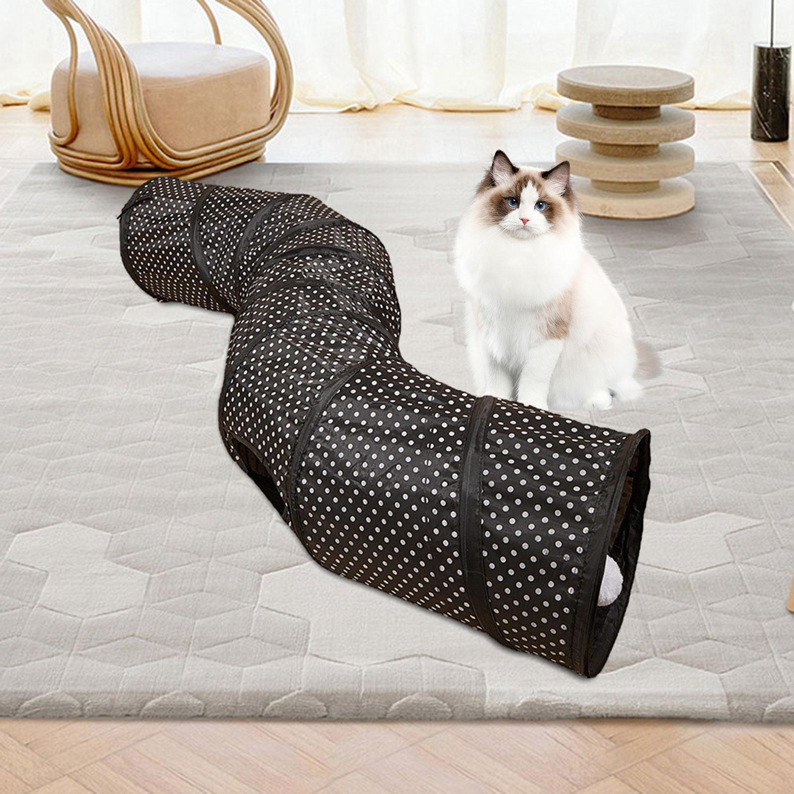 Cat Tunnel with Playing Ball Tent Tunnel Folding Play Tunnels Kitten Foldable Tunnel Cat Toy for Kitten Hamster Indoor Cats