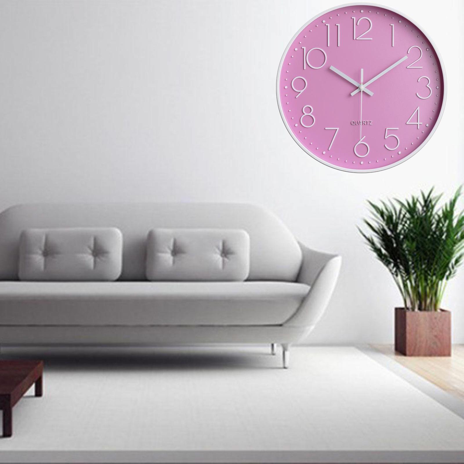 Smart Silent Wall Clock Battery for Home Living Room Kitchen Patio Decor pink