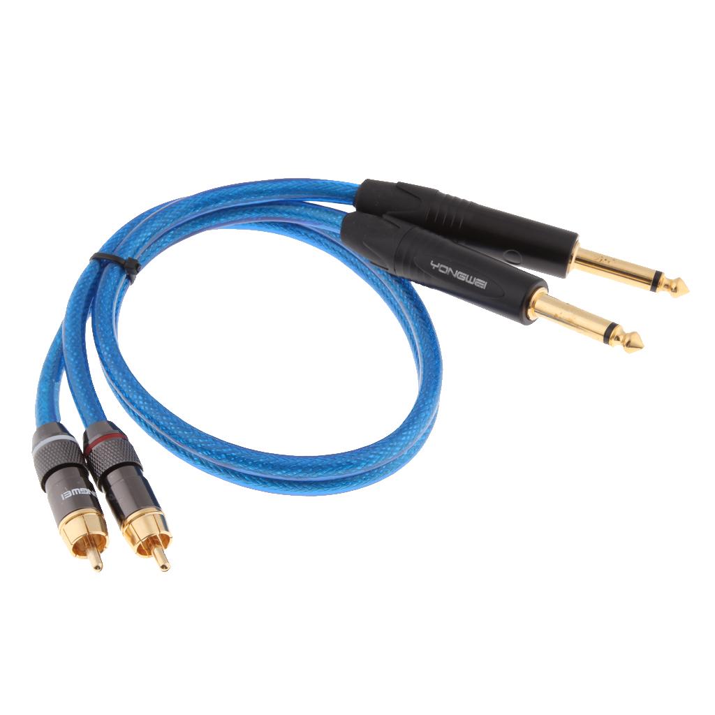 Premium Mixer Amp Stereo Audio Cable - Dual 6.35mm 1/4inch To Dual RCA Plug