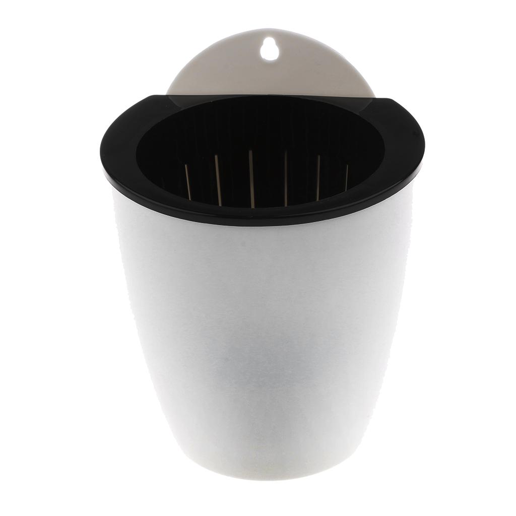 2pcs Garden Self Watering Plant Flower Pot Wall Hanging Planter L white