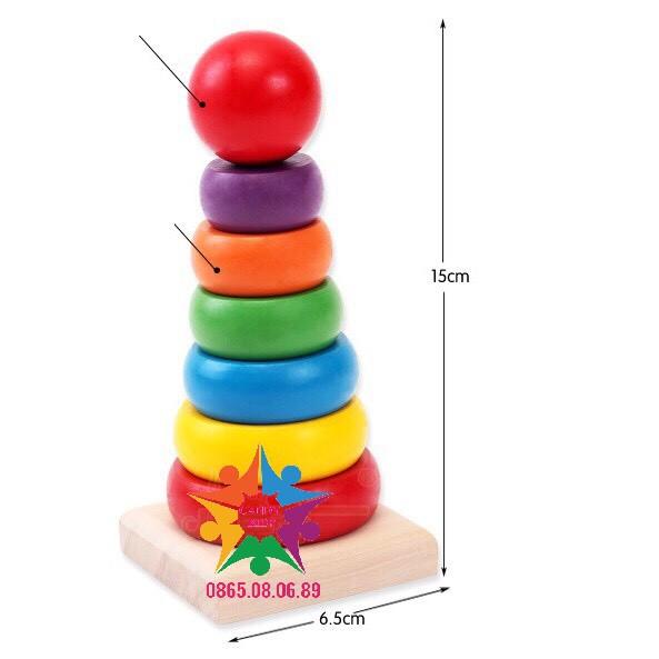 Tháp Màu RainBow, Đồ chơi xếp tháp bằng gỗ cho bé