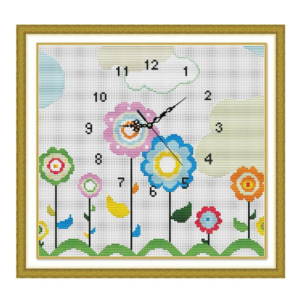 Clock Stamped Cross Stitch Kits Patterns Embroidery Kit - Flower, 11 Counted 40x38cm