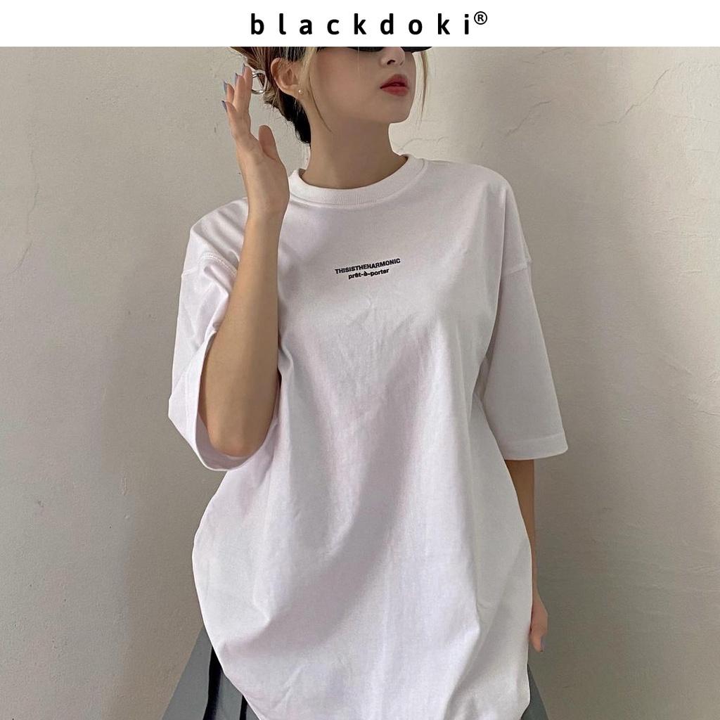 Áo thun nữ BLACKDOKI-harmonic , áo phông basic form rộng tay lỡ cá tính cotton oversize
