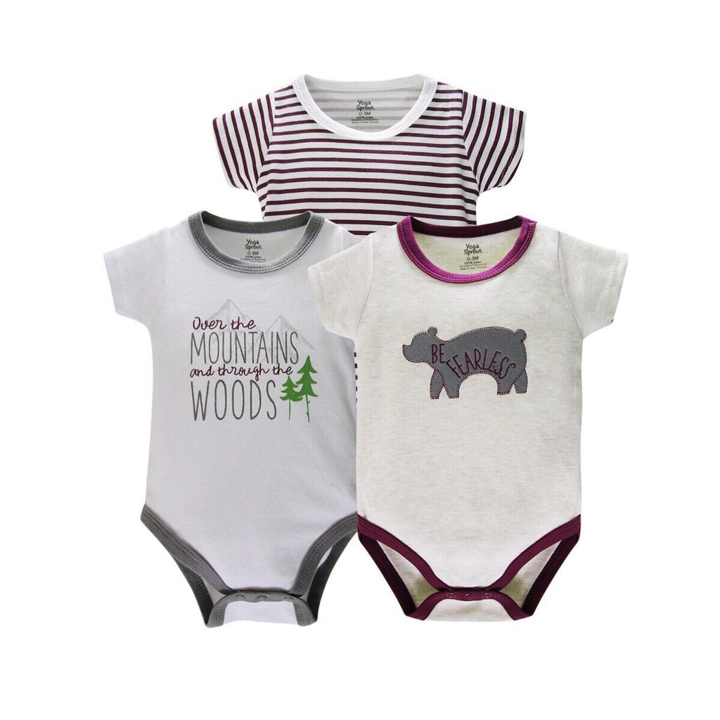 Set 3 Bodysuit Cộc Tay Xuất Dư Đẹp Cho Bé Trai & Gái Từ 3-13kg