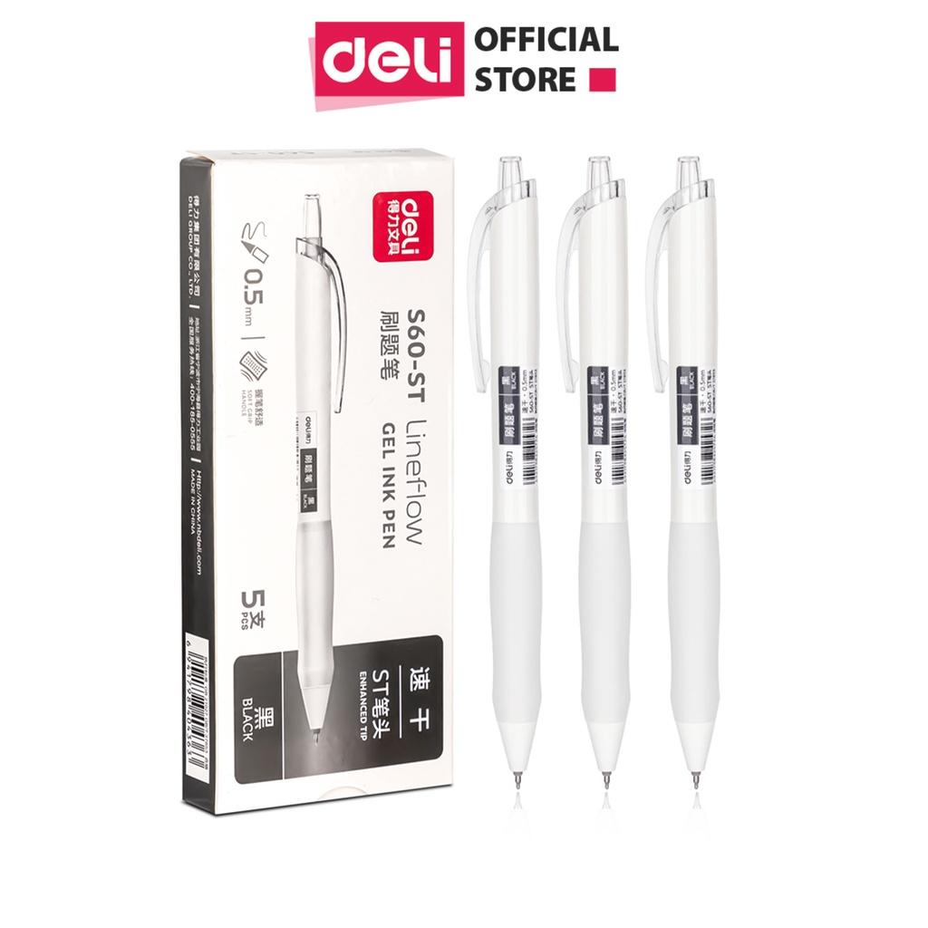 Bút Bi Nước Mực Gel Ngòi 0.5mm Deli - Thiết Kế Vỏ Trong Suốt Dành Cho Văn Phòng Học Sinh - S60-ST S101 - Bút S60-ST - Đen