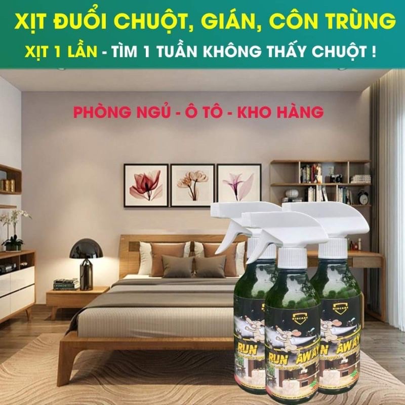 Chai Xịt Đuổi Chuột, Muỗi Thảo Mộc Run Away Chai 300ml Không Mùi, An Toàn Đuổi Chuột, Gián, Côn Trùng Hiệu Quả Xua Đuổi Chuột, Gián, Côn Trùng ... Chỉ Sau 1 Lần Xịt 