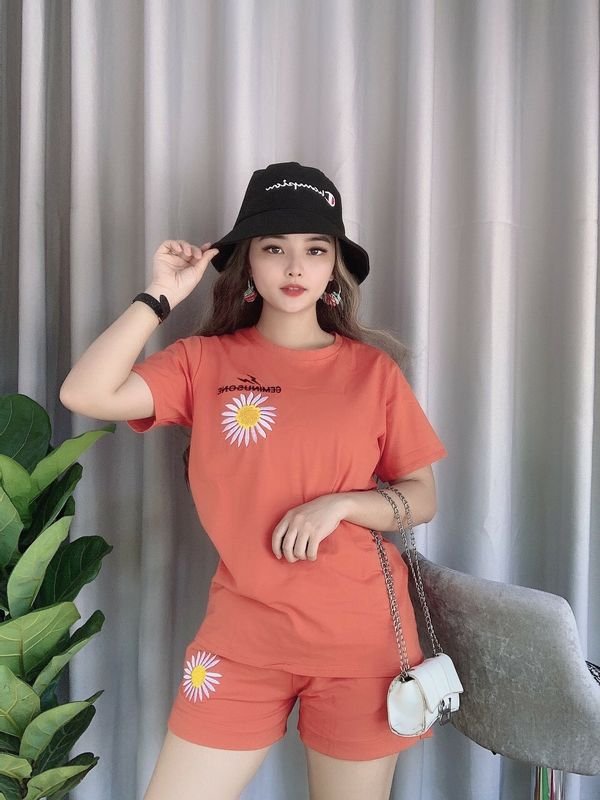 Set bộ cotton Bảo Kim thêu bông cúc nhỏ xinh xắn