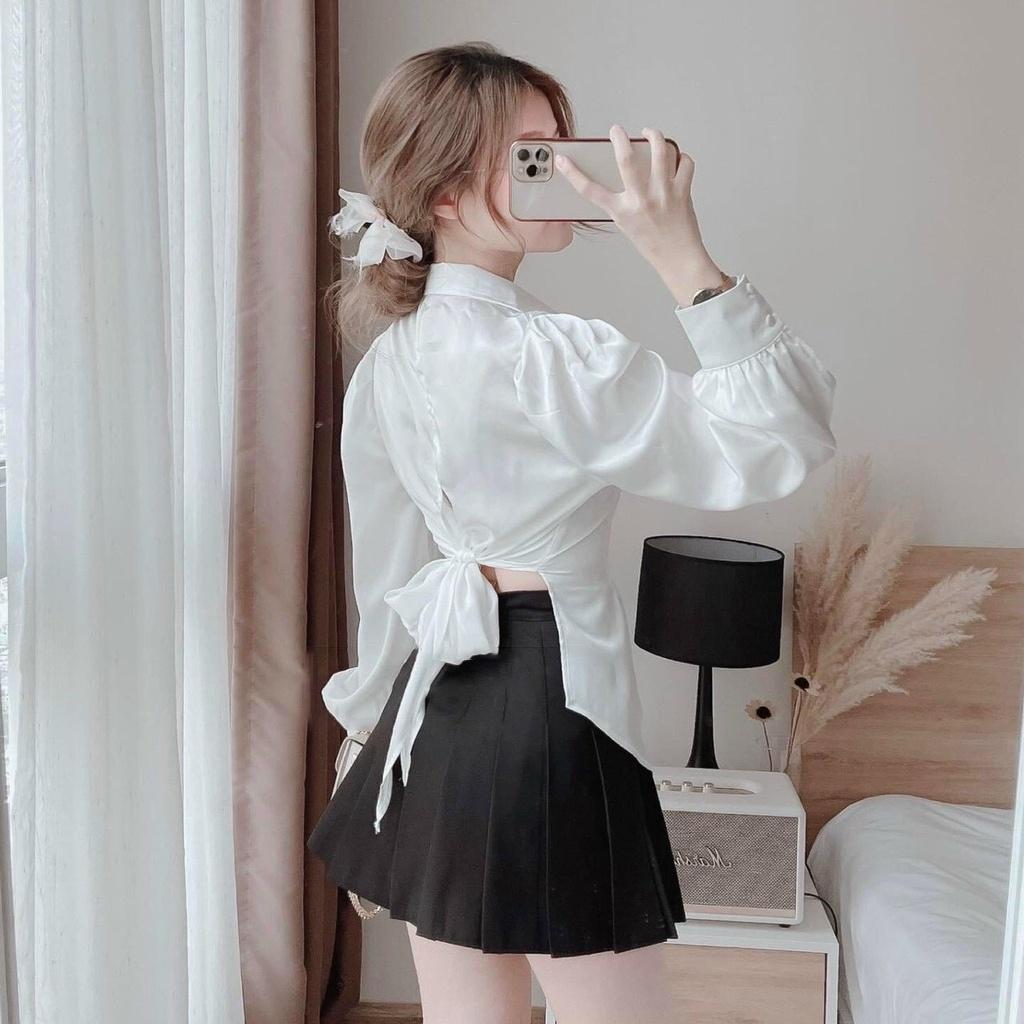 Sét Áo Đỏ, Trắng Đen Và Váy Phi Mờ Phối Lụa Kate Thời Trang Nữ Free Size 40-55kg