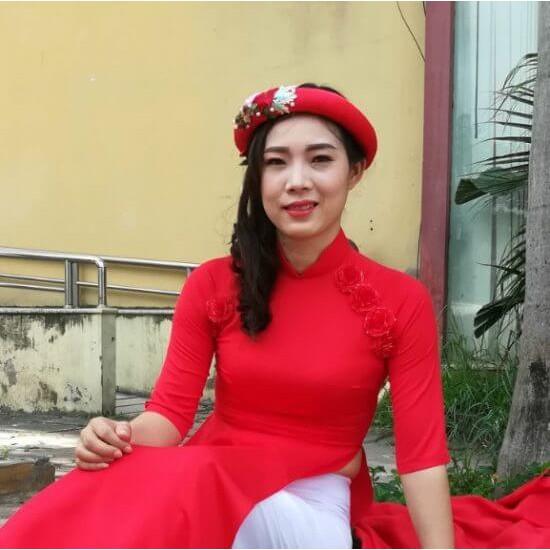 ÁO DÀI LỤA ĐỎ QUẦN SATIN may truyền thống theo số đo