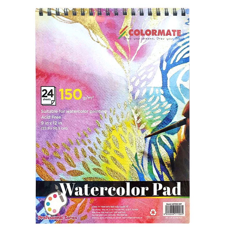Tập Giấy Vẽ A4 Watercolor Pad Colormate ARTIST-WP