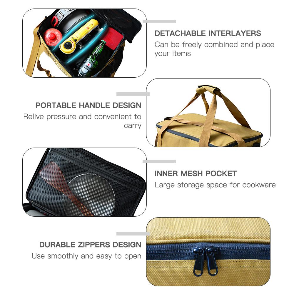 Túi lưu trữ cắm trại ngoài trời di động, dã ngoại, vải Oxford, dung tích lớn