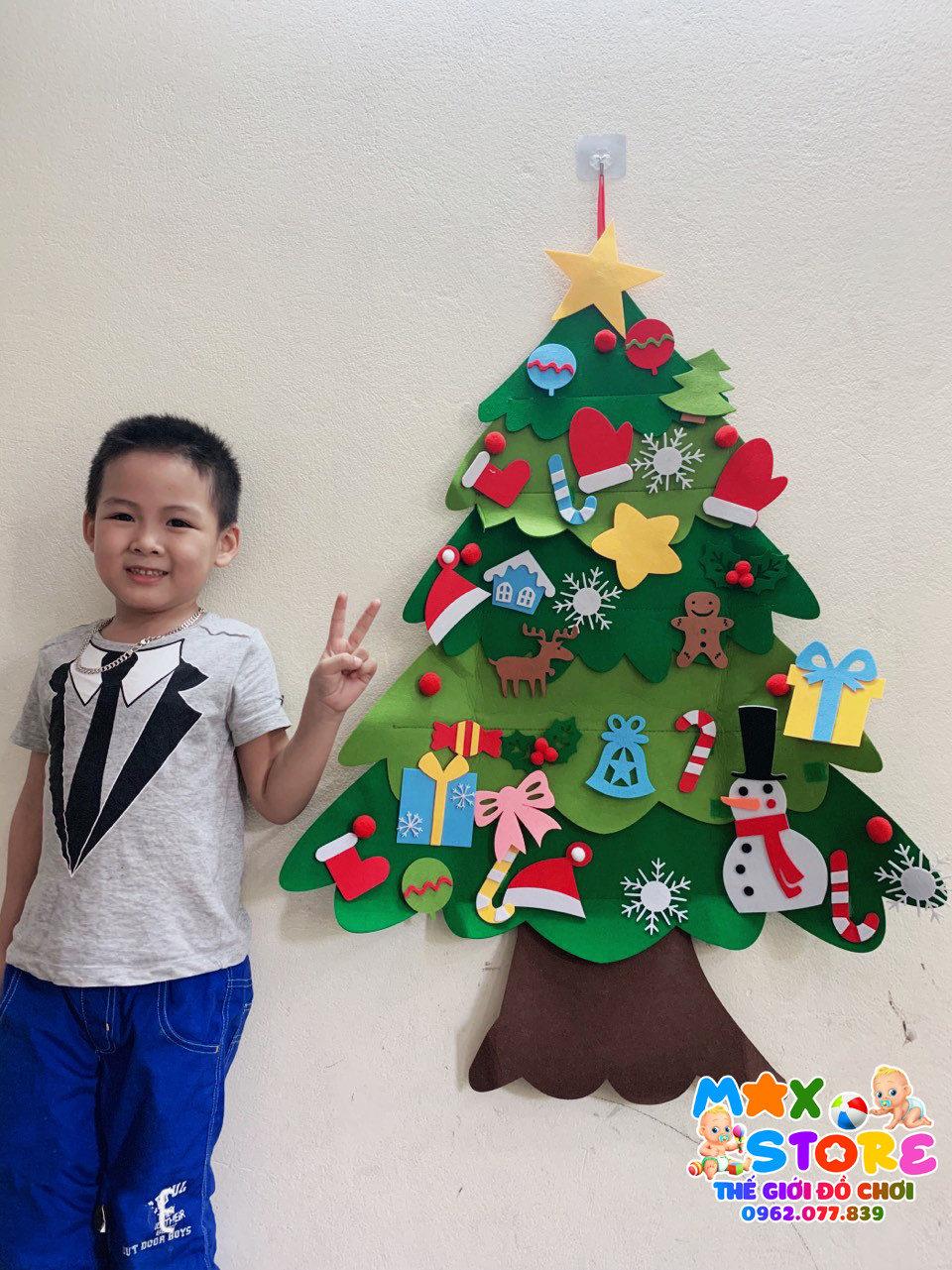 Bộ Cây Thông Noel Vải Nỉ 2 Lớp Tự Làm Trang Trí Dịp Giáng Sinh 42 Chi Tiết