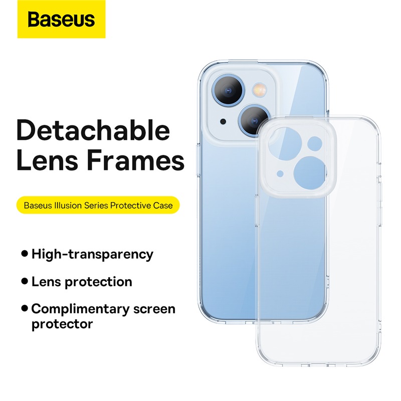 Ốp lưng chống sốc trong suốt cho iPhone 14 Plus (6.7 inch) hiệu Baseus Protective Case trang bị khung bảo vệ camera, chống chịu va đập cực tốt, độ trong suốt chuẩn HD - hàng nhập khẩu