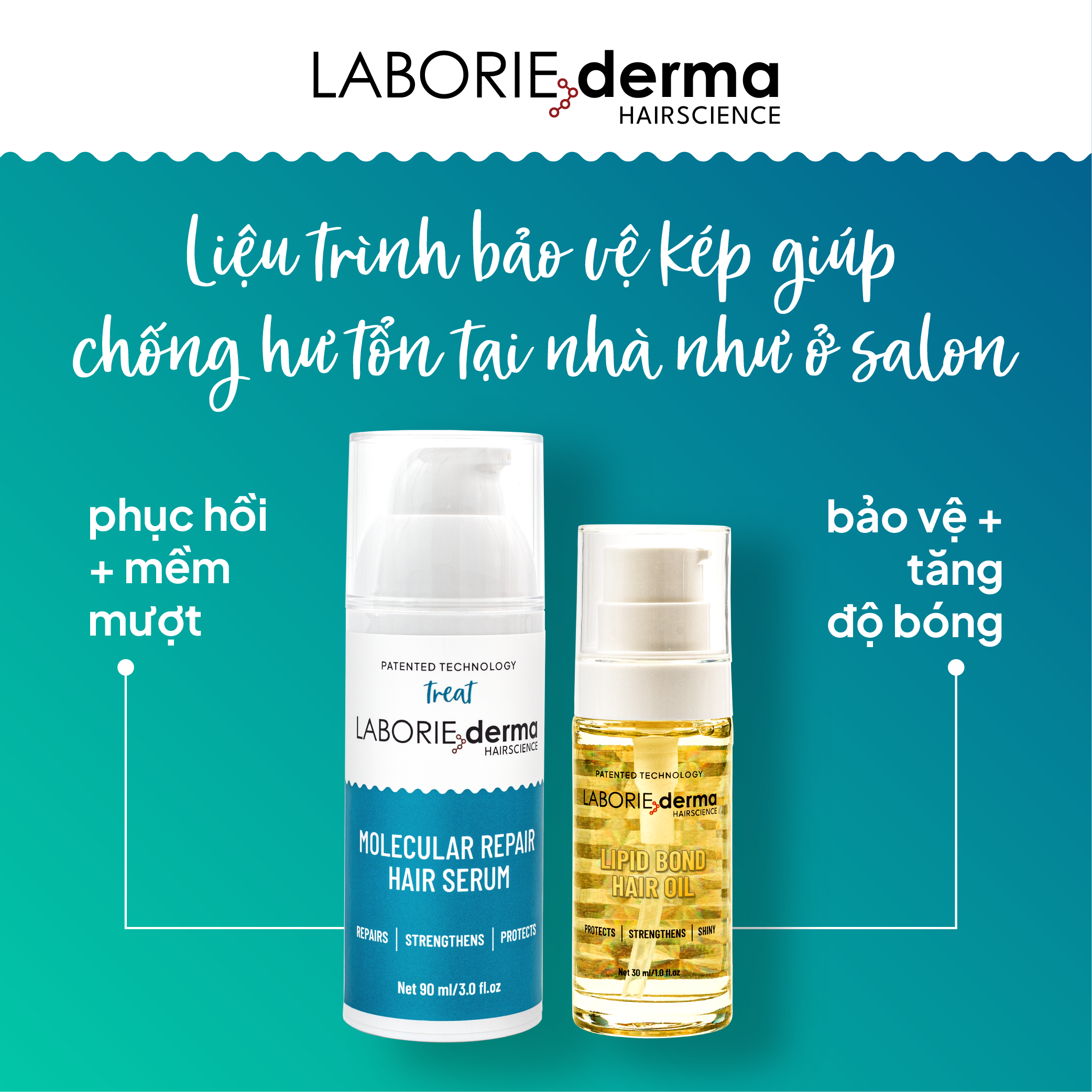 Serum dưỡng giúp phục hồi tóc LABORIE derma Molecular Repair Hair Serum 90ml